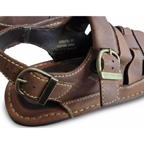 Mountain Creek Men’s 11 Leather Sandals Brown Buckle Slingback Caesar Style Mint - Picture 4 of 10